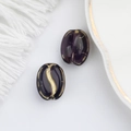 Macro detail of purple Czech glass coffee bean beads with vintage gold gilded texture - Deep Purple (00141801)