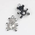 Detail of heart-shaped crystal bear pendants for DIY jewelry with rhinestone pavé - Silver