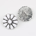Detailed front and back view of silver alloy daisy shank buttons for DIY sewing - Silver White