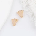 Detail of pink petal-shaped glass beads with gold hand-painted lines for DIY jewelry - Pink
