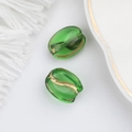 Translucent emerald green coffee bean beads with gold foil accents for DIY jewelry making - Emerald Green (00141501)