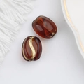 Amber coffee bean glass bead with gold trim for DIY jewelry making and handmade crafts - Light Brown (00142101)