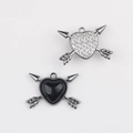 Detailed front and back views of Cupid arrow heart charms for DIY jewelry making - Gun Black Black