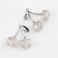 Detail of cherry-shaped resin charms with silver glitter for DIY jewelry and earrings - Silver/Transparent