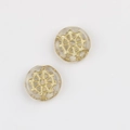 Close-up of Czech glass beads with gold spider web pattern for DIY jewelry making - Transparent (00670101)