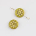 Detail of yellow Czech glass beads with gold spider web pattern for DIY jewelry crafts - Yellow (00670901)