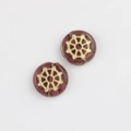Macro detail of purple Czech glass beads with gold spider web pattern and center hole - Transparent Purple (00671301)