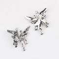 Macro detail of liquid metal butterfly charms with silver finish and black enamel drip - Silver Base Gray Zircon