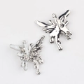Detailed view of silver butterfly charms with white enamel and clear zircon stones - Silver / White Zirconia