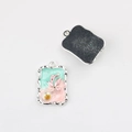 Front and back detail of Monet Garden style butterfly charms for DIY jewelry making - Silver Green Pink Base