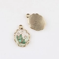 Detail of Monet Garden enamel butterfly pendant with zircon inlay for DIY jewelry - Gold Green Butterfly