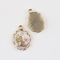 Detailed view of enamel butterfly pendants with zircon inlay and golden metallic edges - Gold Yellow Butterfly