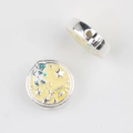Detailed view of astronaut charm with yellow enamel and side hole for DIY jewelry making - Bright Silver Base Yellow