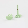 Detail of light green matte cloud earring charms with stainless steel pins for DIY jewelry - Light Green