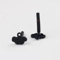 Macro view showing the front and back of matte black cloud-shaped DIY earring components - Black