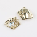 Detail view showing front and back of gold celestial alloy pendant with zircon stones - Gold Clear Zircon