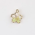 Detail of flower pendant with green gradient enamel, gold butterfly and zircon stone - Green Star