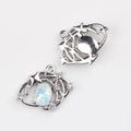Vorder- und Rückansicht des Himmelsanhängers mit Opal und Zirkon für DIY-Schmuckherstellung - Silber Weißer Strass