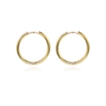 Boucles d'oreilles créoles rondes dorées minimalistes au fini miroir poli - Moyen / Or