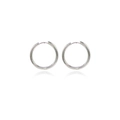 Boucles d'oreilles doubles anneaux en argent poli avec fermoir charnière élégant - Petit / Argent