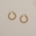 Klassische 14k vergoldete Creolen mit stilvollem Spiral-Twist-Design für Damen - 14K Goldfarbe