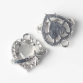 Close-up of heart charm with white cat eye stone and sparkling star element detail - Silver Base White