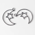 Detail of silver alloy star and moon hollow pendants for DIY jewelry making accessories - Silver