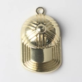 Detailed top view of gold baseball cap pendant with metallic texture for jewelry making - Gold