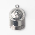 Detailed view of silver baseball cap charm showing textures for DIY jewelry making - Silver