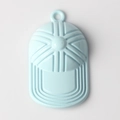 Close-up of light blue enamel baseball cap charm with top hanging loop for jewelry making - Blue