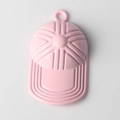 Close-up of pink baseball cap alloy charm with glossy finish and top hanging ring - Pink
