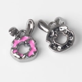Detail of pink enamel bunny ear donut charms in gunmetal finish for DIY jewelry - Gun Black Rose Red