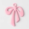 Detail of pink bow pendant with matte finish and top ring for DIY jewelry making - Pink