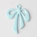 Detail of light blue bow pendant with glossy enamel finish for DIY jewelry making - Blue