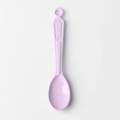 Detailed view of lavender alloy spoon charm with smooth finish and top hanging loop - Purple