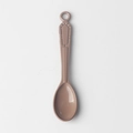 Detailed view of coffee-colored alloy spoon pendant with vintage embossed pattern and loop - Brown