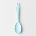 Light blue alloy spoon pendant with embossed handle and hanging loop for DIY jewelry - Blue