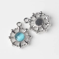 Macro shot of two silver helm pendants with blue resin inlay for DIY jewelry crafts - Silver Base Blue