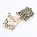 Vue détaillée recto-verso du pendentif tulipe avec perle pour la création de bijoux DIY - Base dorée jaune-café