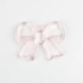 Detail of a translucent pink resin bow pendant with top hole for DIY jewelry making - 41*31mm / Pink Large Bow
