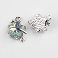 Macro detail of alloy star pendant with resin inlay and dual hooks for DIY jewelry - Silver Base Blue