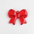 Close-up of a translucent red resin bow pendant with a round metal ring for DIY jewelry - 41*31mm / Red Large Bow