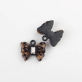 Pendentifs nœud léopard avec zircon pour bijoux DIY, vue de face et de l'arrière - Base Noire Léopard Sombre Grand Strass