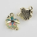 Detailed macro view of star-shaped resin alloy pendants with gold plating for jewelry DIY - Gold Base Blue