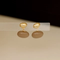 Boucles d'oreilles ovales dorées avec pendentif en résine marron café pour femme - Tige en argent 925 / Café Clair