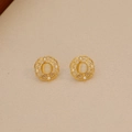 French palace style hollow flower earrings with tiger eye stone and white pearls - 14K Gold Cat Eye Stone (925 Silver Post)