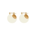 Créoles en argent S925 minimalistes avec émail crème et finition métallique dorée - Or 14K Blanc Crème