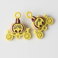 Detail of yellow enamel pumpkin carriage charms with purple accents for jewelry making - Yellow