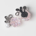 Détails de breloques camélia en résine rose et perle avec base papillon pour bijoux DIY - Argent Rose