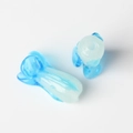 Detailed view of light blue gradient glass cabbage beads for DIY jewelry making - Flower Bud Shape (Blue) / Blue